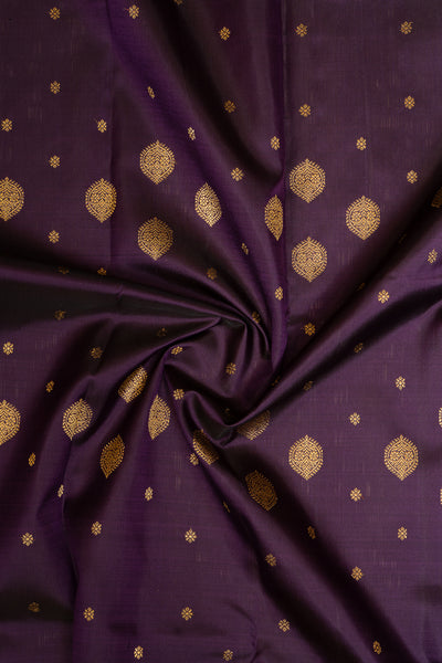 Violet and Yellow Rettai Pettu Pure Zari Kanchipuram Silk Saree - Clio Silks