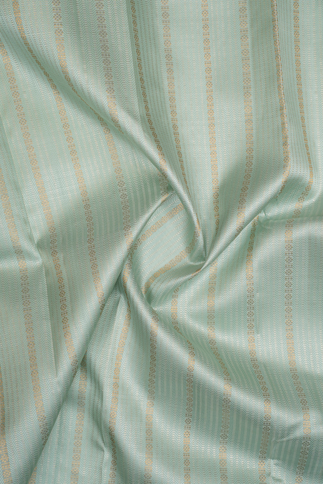 Pastel Blue Stripes Brocade Pure Kanchipuram Silk Saree