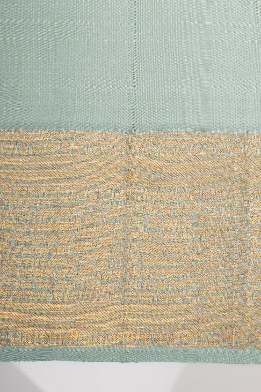 Pastel Blue Stripes Brocade Pure Kanchipuram Silk Saree