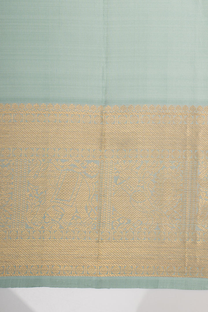 Pastel Blue Stripes Brocade Pure Kanchipuram Silk Saree