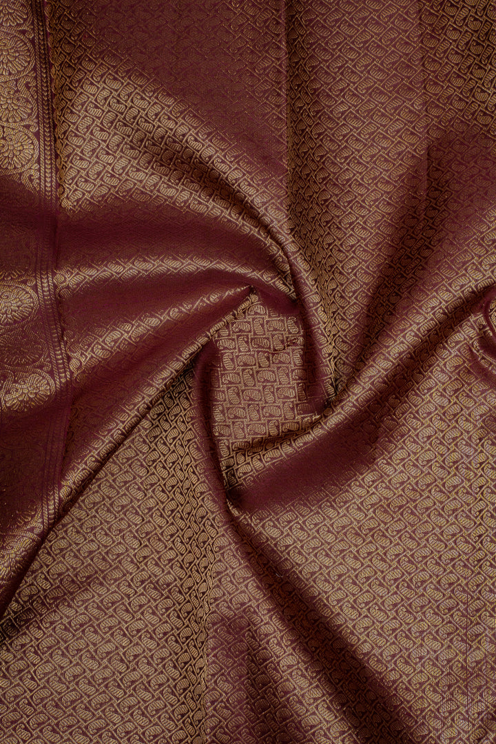 Purple and Maroon Triple Pettu Pure Kanchipuram Silk Saree