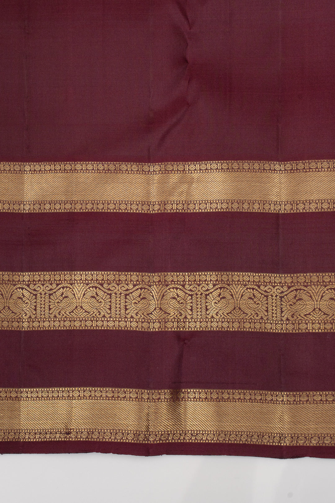 Purple and Maroon Triple Pettu Pure Kanchipuram Silk Saree