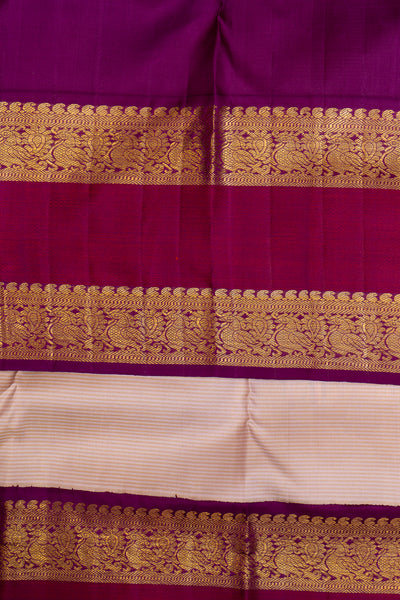 Lilac Purple Rettai Pettu Pure Kanchipuram Silk Saree - Clio Silks