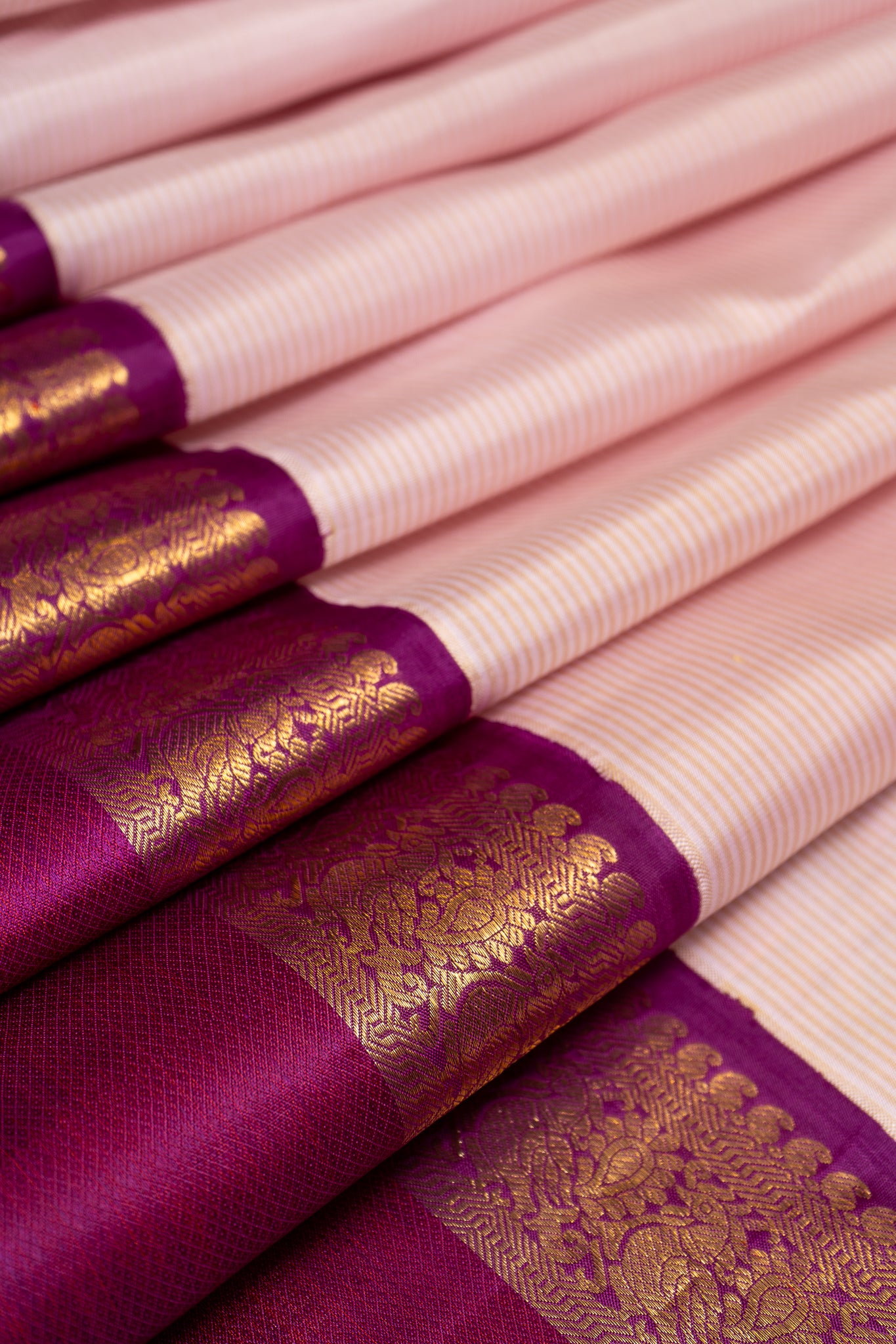 Lilac Purple Rettai Pettu Pure Kanchipuram Silk Saree - Clio Silks
