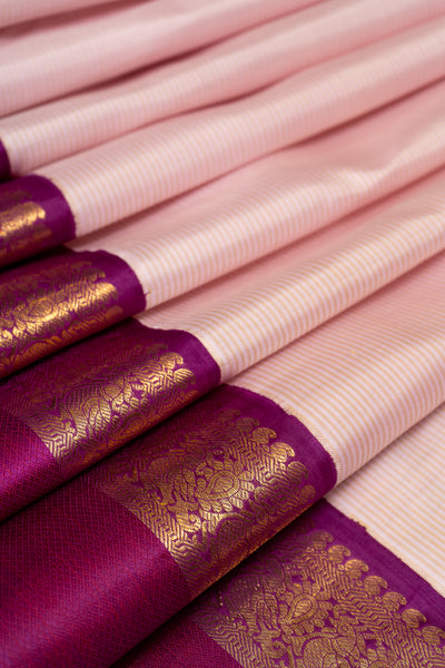 Lilac Purple Rettai Pettu Pure Kanchipuram Silk Saree - Clio Silks