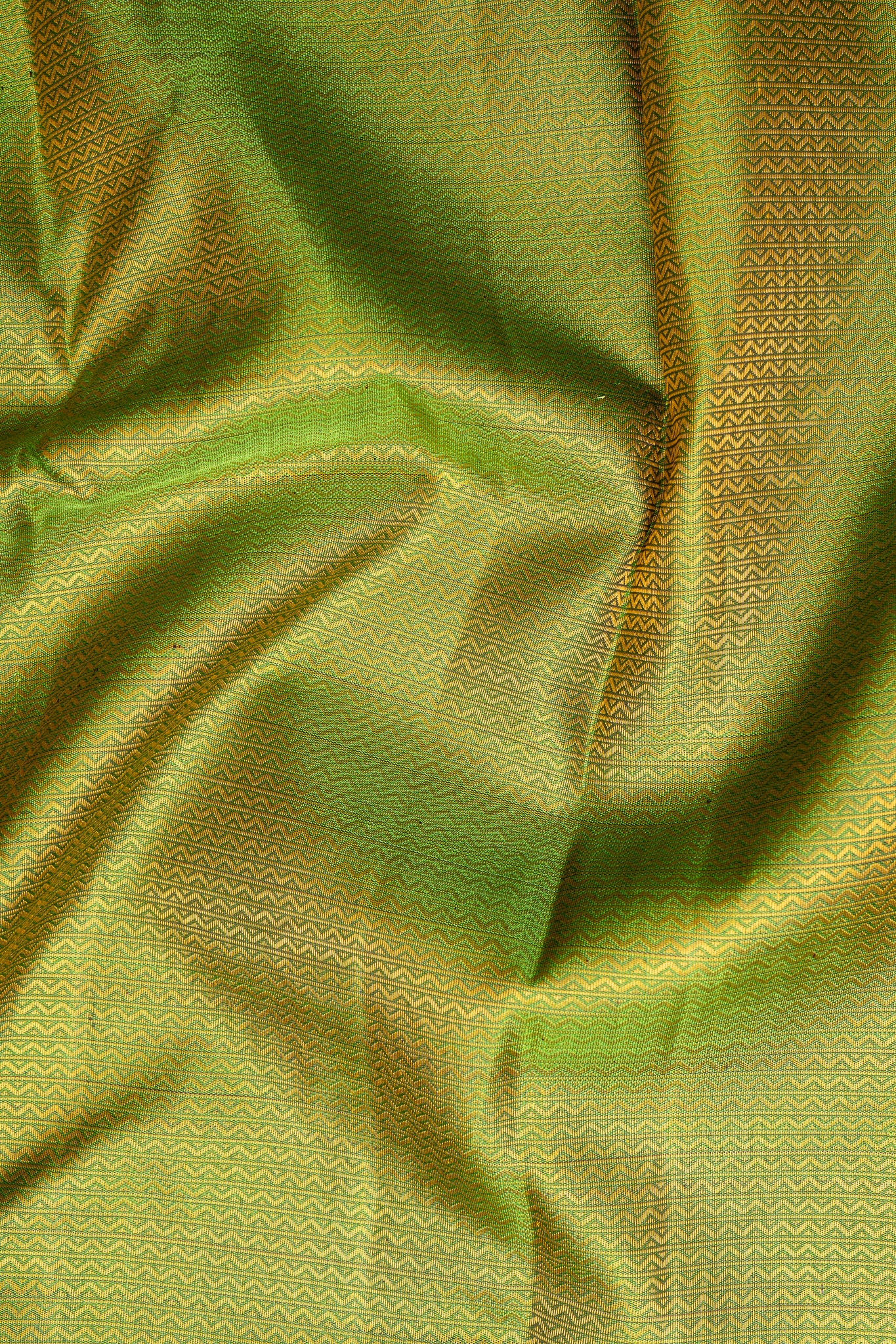 Sampanga Green Neli Stripes Pure Zari Kanchipuram Silk Saree - Clio Silks