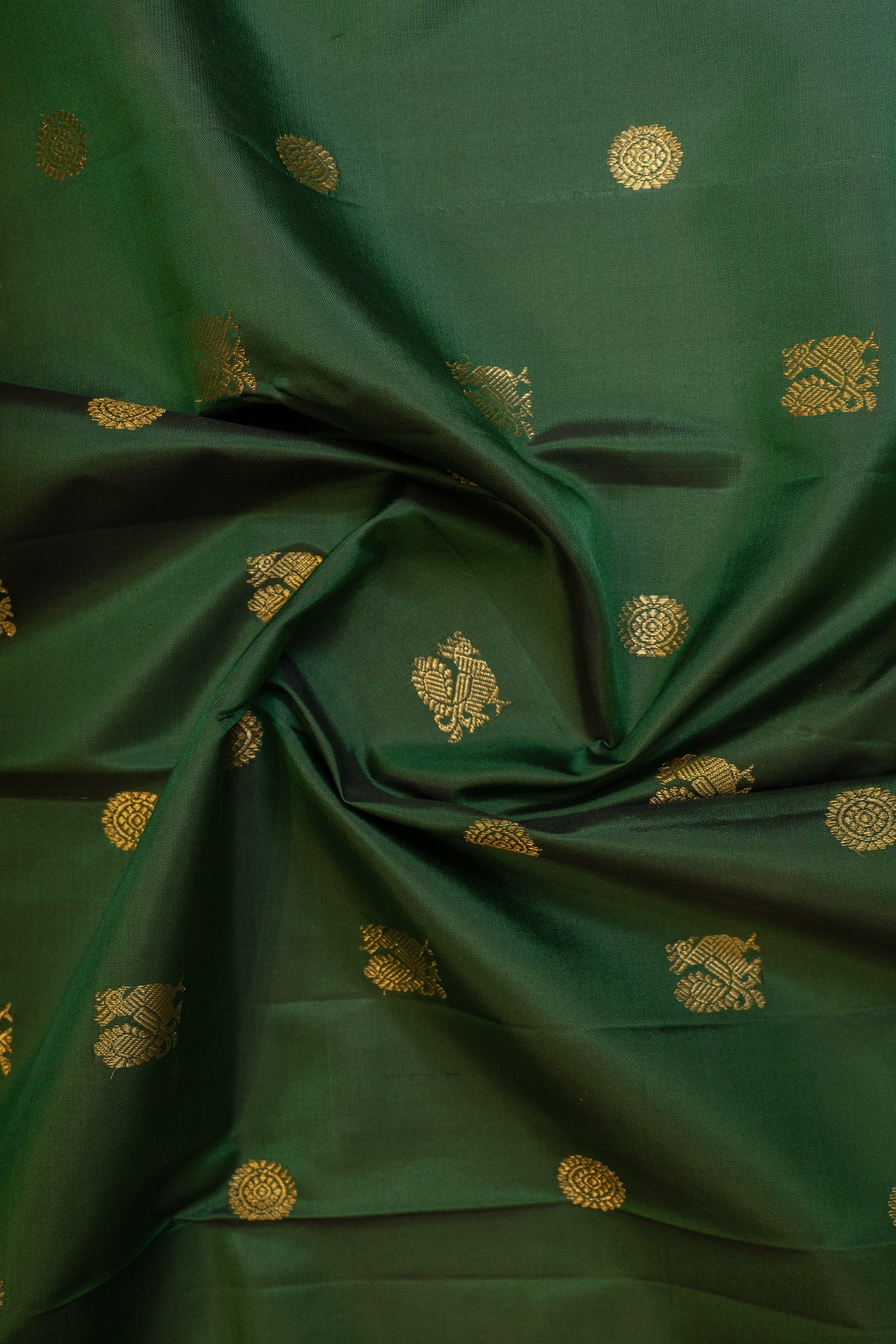 Emerald green traditional pure Kanjivaram silk saree