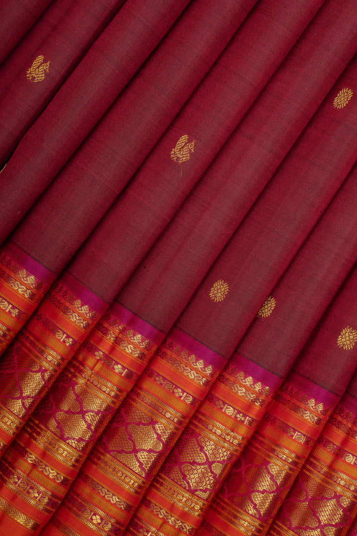 Maroon Traditional Pure Kanchipuram Silk Saree