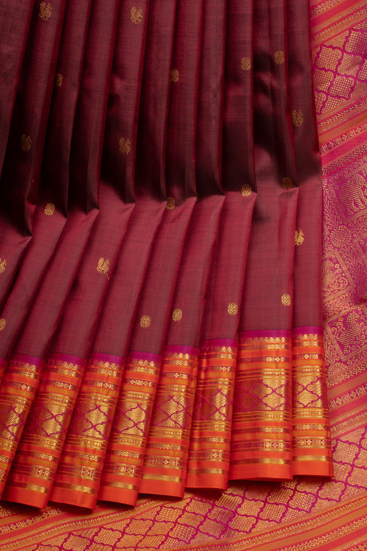 Maroon Traditional Pure Kanchipuram Silk Saree