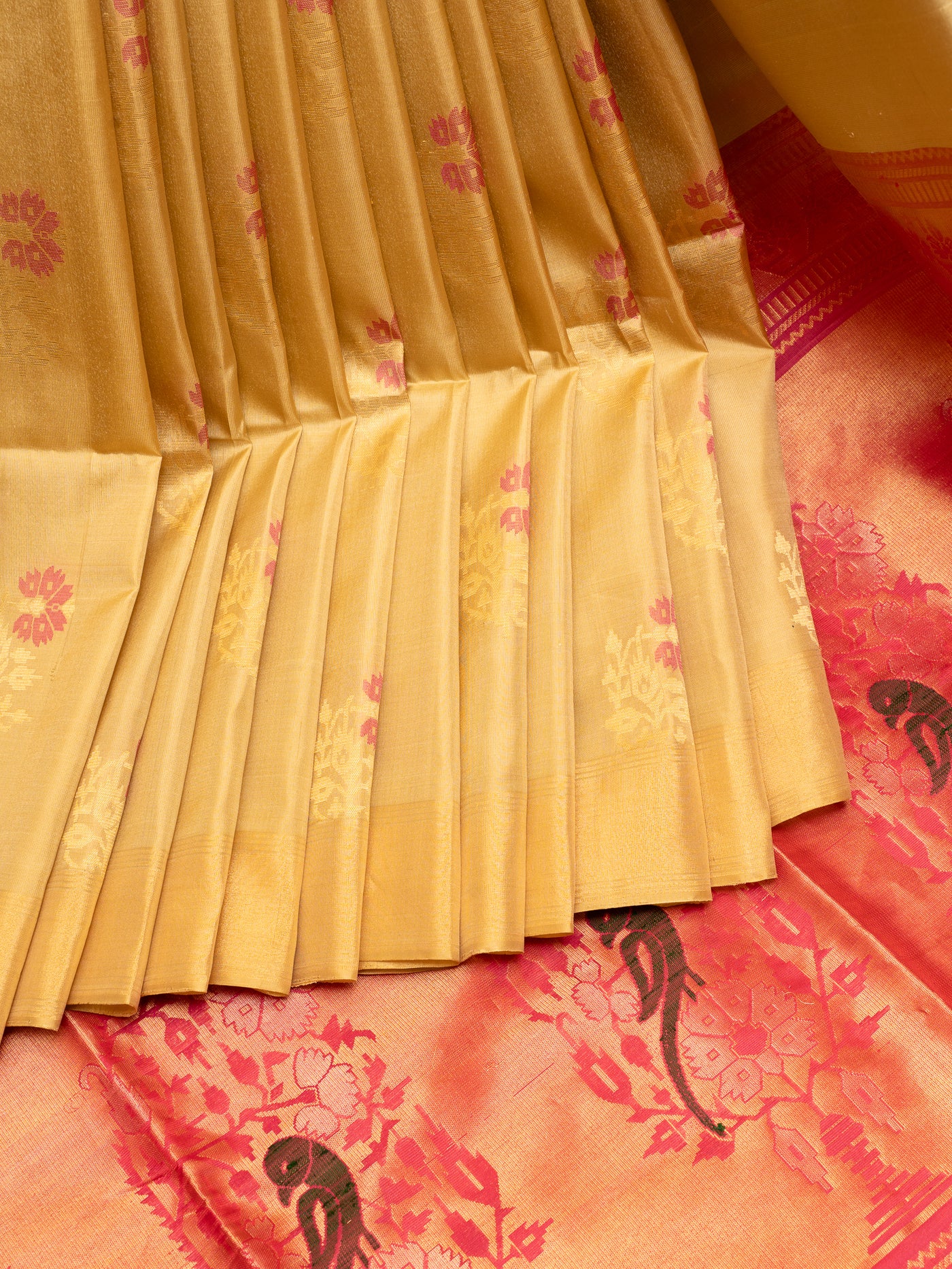 Gold and Paithani Soft Silk Saree | Clio Silks