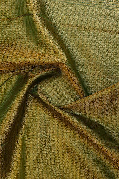 Emerald green vairaoosi checks pure Kanjivaram silk saree