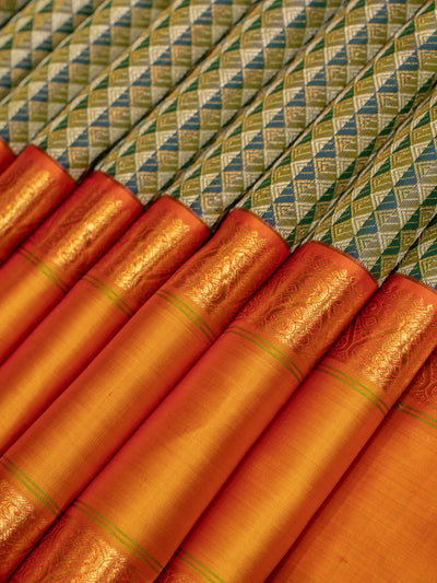 Peacock green brocade pure zari Kanchipuram silk saree