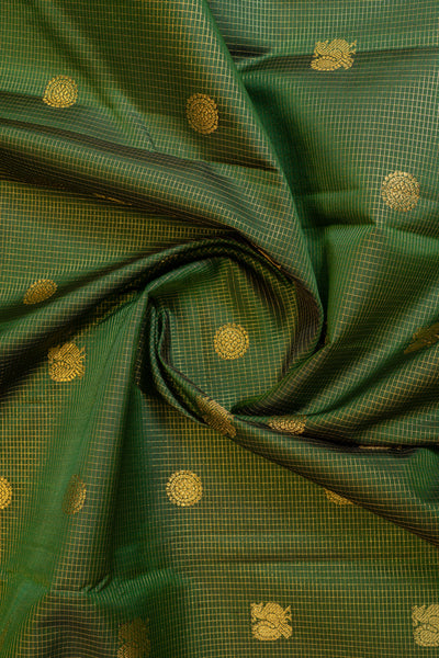 Emerald green vairaoosi checks pure Kanjivaram silk saree