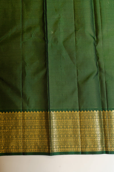 Emerald green vairaoosi checks pure Kanjivaram silk saree