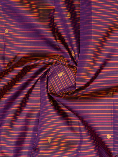 Purple and orange pure zari Kanchipuram silk saree