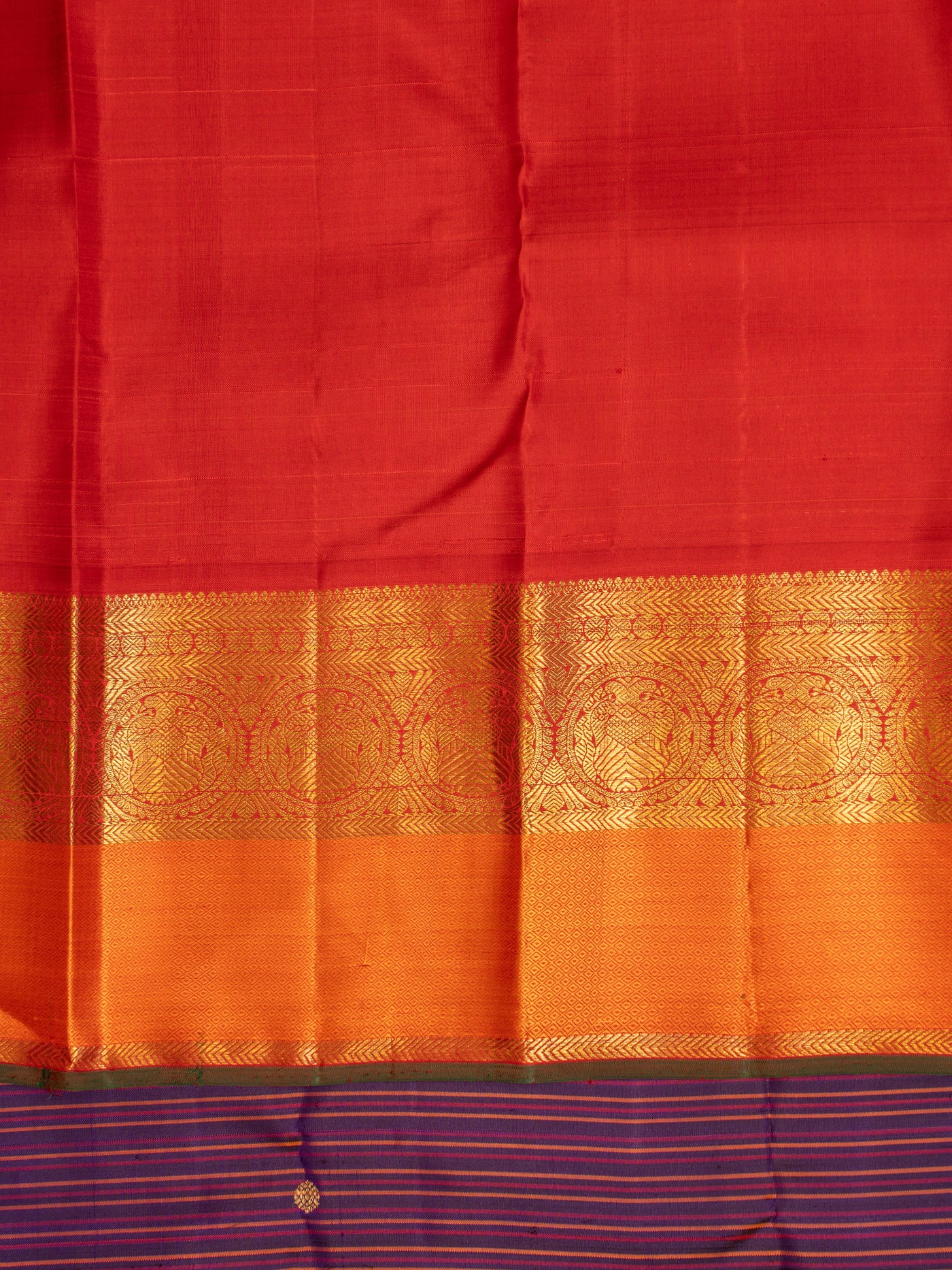 Purple and orange pure zari Kanchipuram silk saree