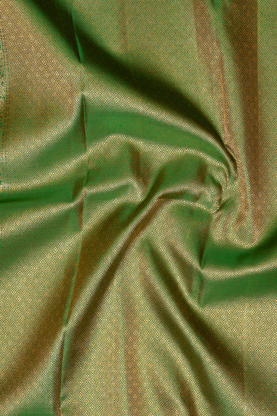 Cream and Bottle Green Pure Zari Kanchipuram Silk Saree - Clio Silks