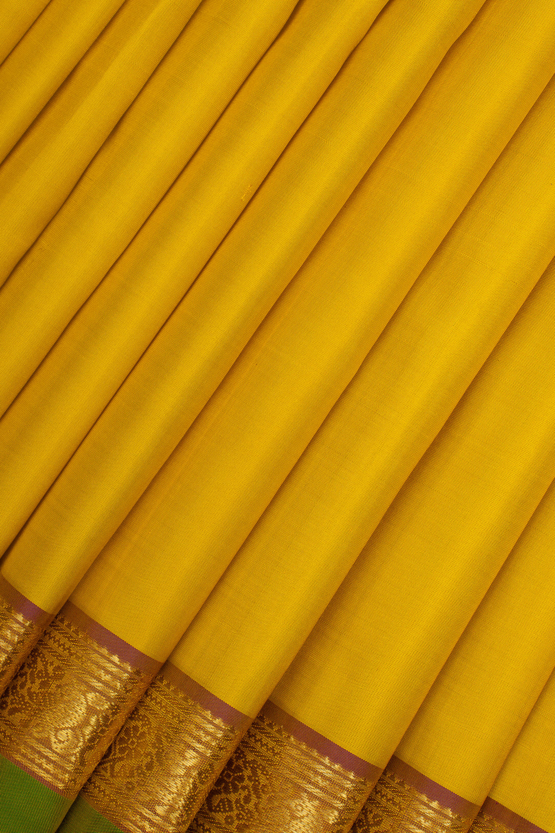 Yellow Small Border Pure Kanchipuram Silk Saree