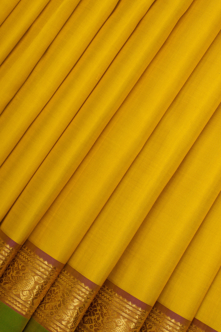 Yellow Small Border Pure Kanchipuram Silk Saree