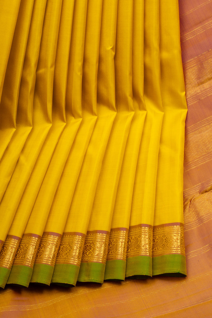 Yellow Small Border Pure Kanchipuram Silk Saree