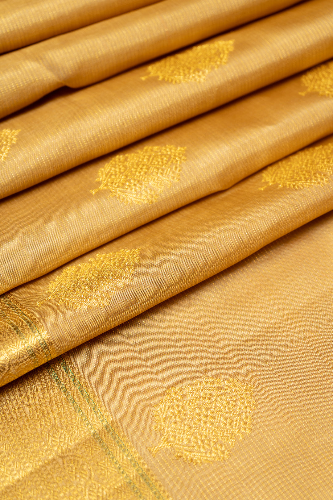 Gold Zari Stripes Pure Kanchipuram Silk Saree - Clio Silks