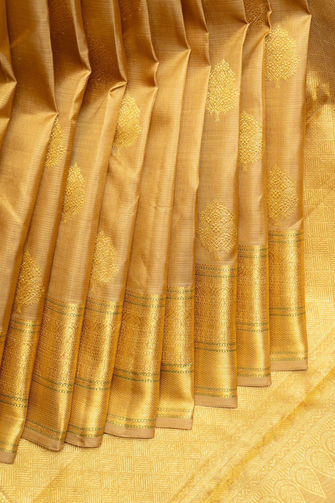 Gold Zari Stripes Pure Kanchipuram Silk Saree - Clio Silks