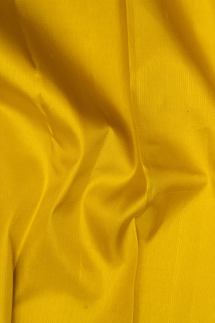 Yellow and Navy Blue Muthu Zari Pure Kanjivaram Silk Sari - Clio Silks