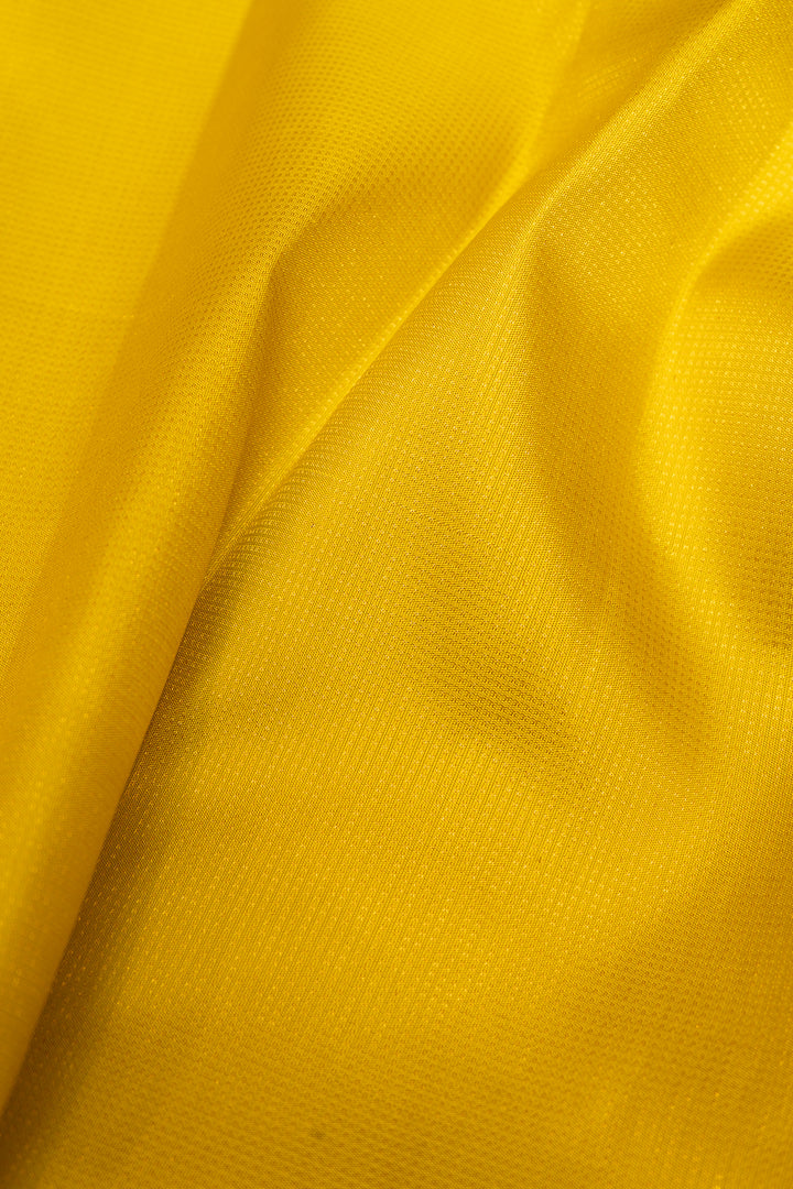 Yellow and Navy Blue Muthu Zari Pure Kanjivaram Silk Sari - Clio Silks