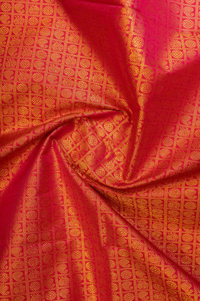 Peach orange traditional pure Kanchipuram silk saree