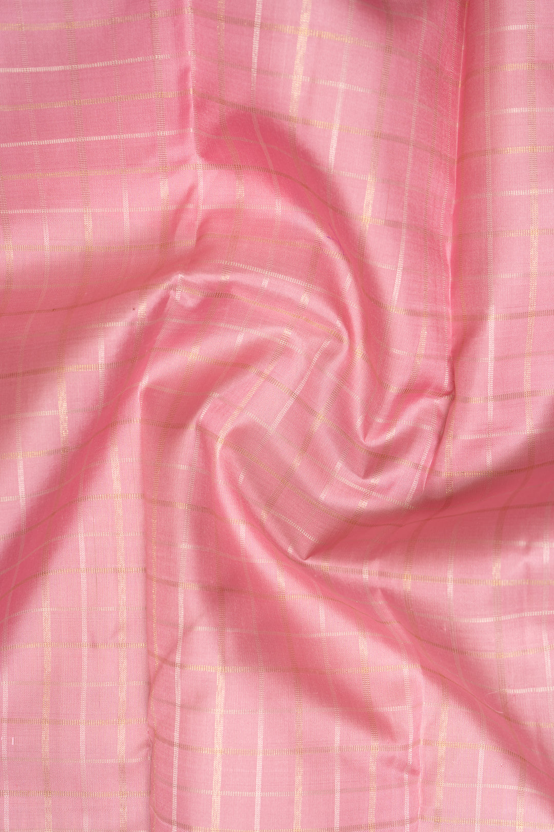 Pastel Pink Checks Pure Zari Kanchipuram Silk Saree - Clio Silks