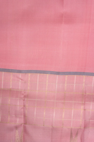 Pastel Pink Checks Pure Zari Kanchipuram Silk Saree - Clio Silks