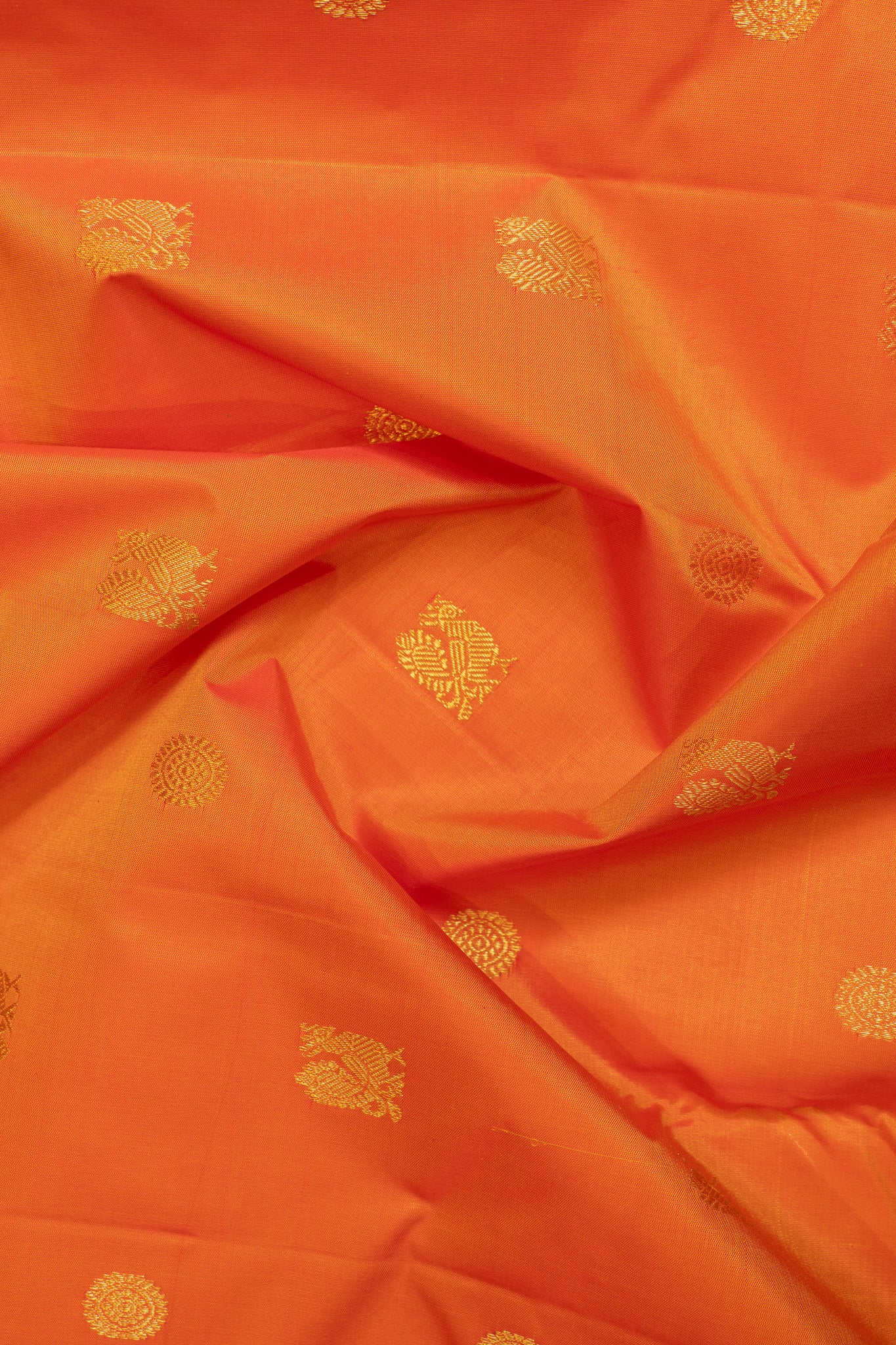 Peach orange traditional pure Kanchipuram silk saree