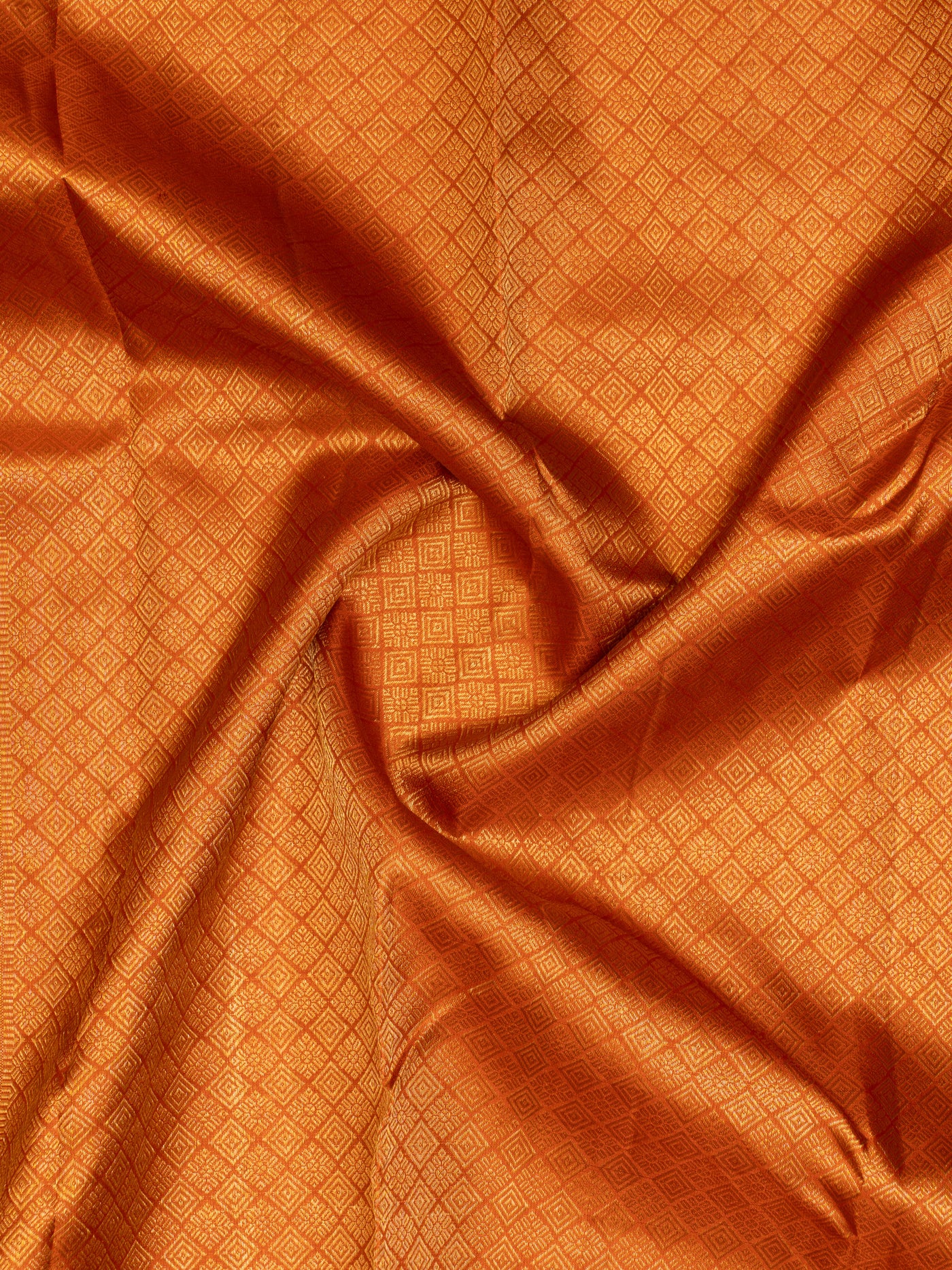 Rust orange traditional pure Kanchipuram silk saree