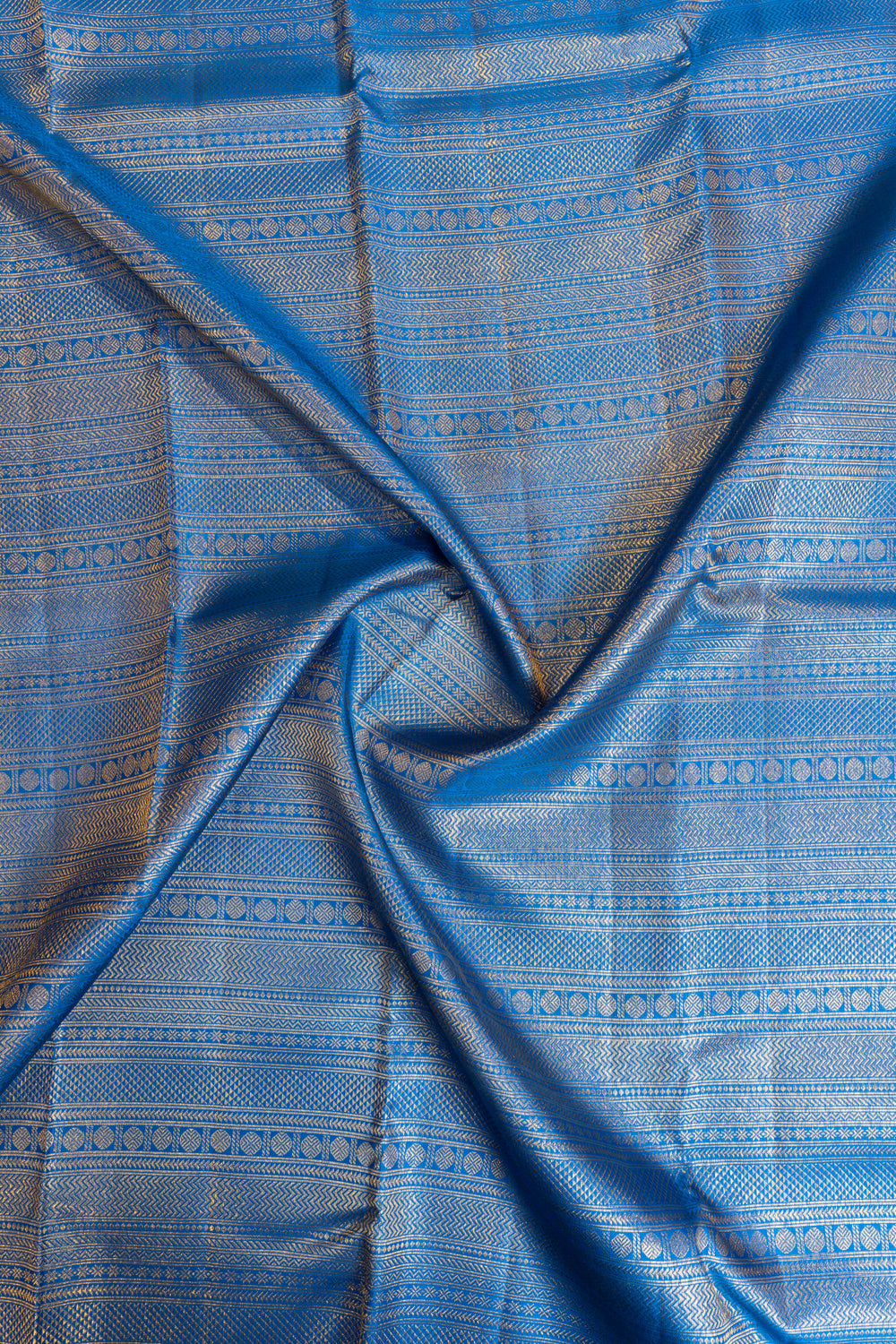 Ananda blue Varisaipettu brocade pure Kanchipuram silk saree