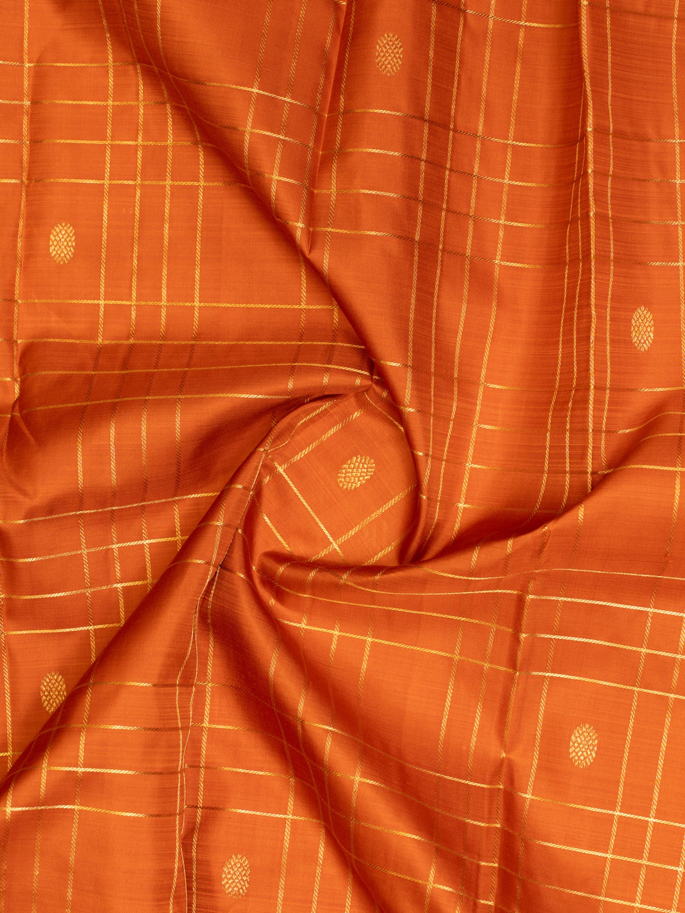 Rust orange traditional pure Kanchipuram silk saree