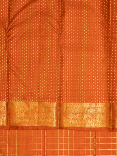 Rust orange traditional pure Kanchipuram silk saree