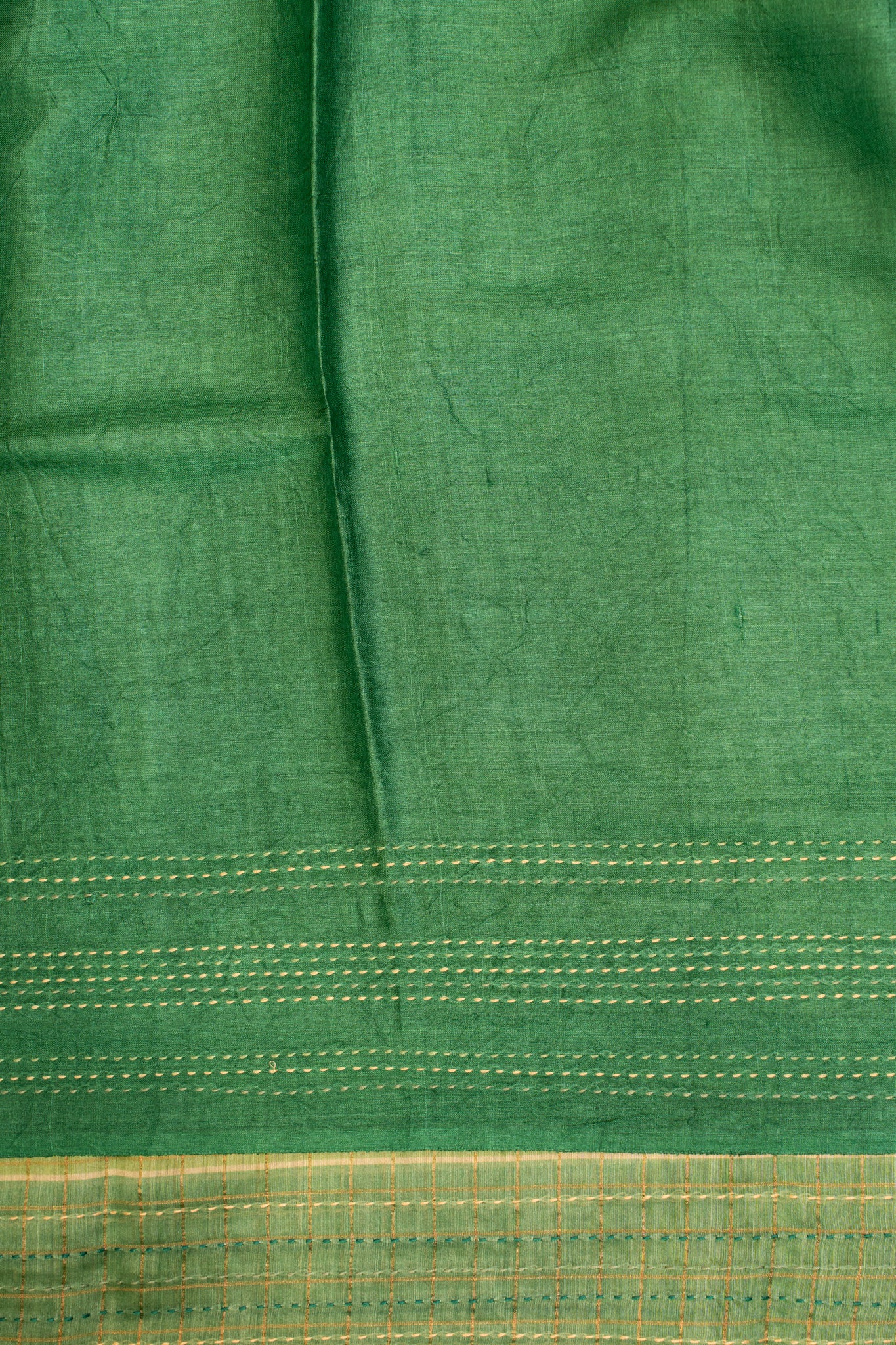 Green Kantha Work Embroidered Pure Tussar Saree