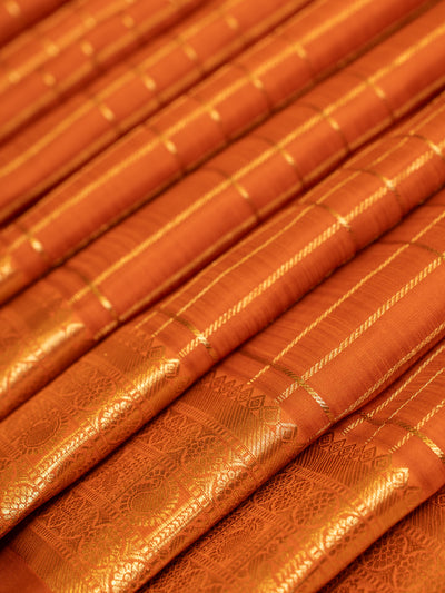 Rust orange traditional pure Kanchipuram silk saree