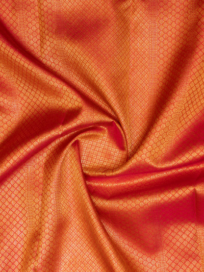 Peach zari brocade pure Kanchipuram silk saree