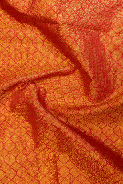 Reddish orange vairaoosi stripes pure Kanjivaram silk saree