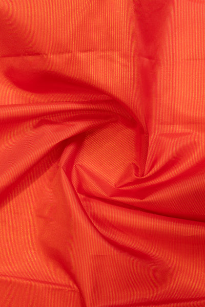 Reddish orange vairaoosi stripes pure Kanjivaram silk saree