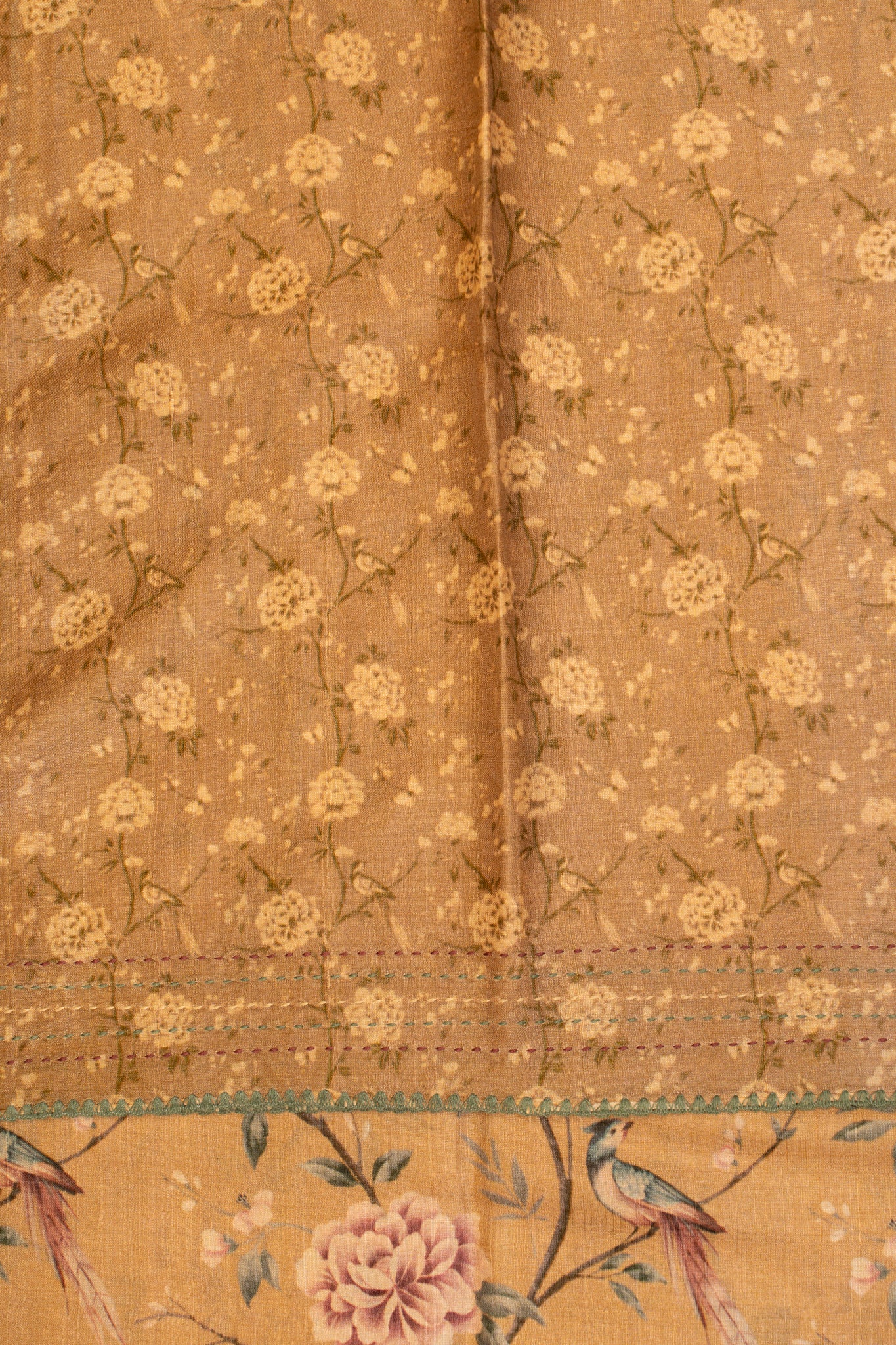 Pastel Yellow Floral Printed Pure Tussar saree