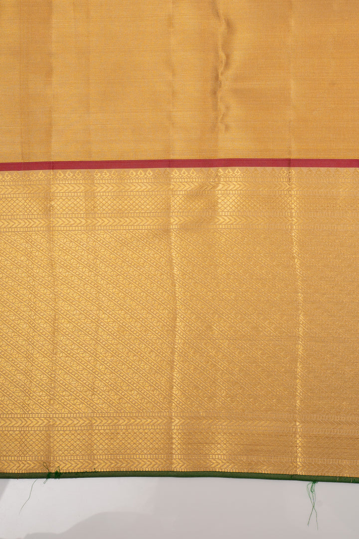 Gold Multi Stripes Tissue Brocade Pure Kanchipuram Silk Saree