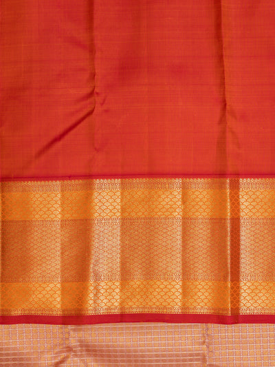 Peach zari brocade pure Kanchipuram silk saree