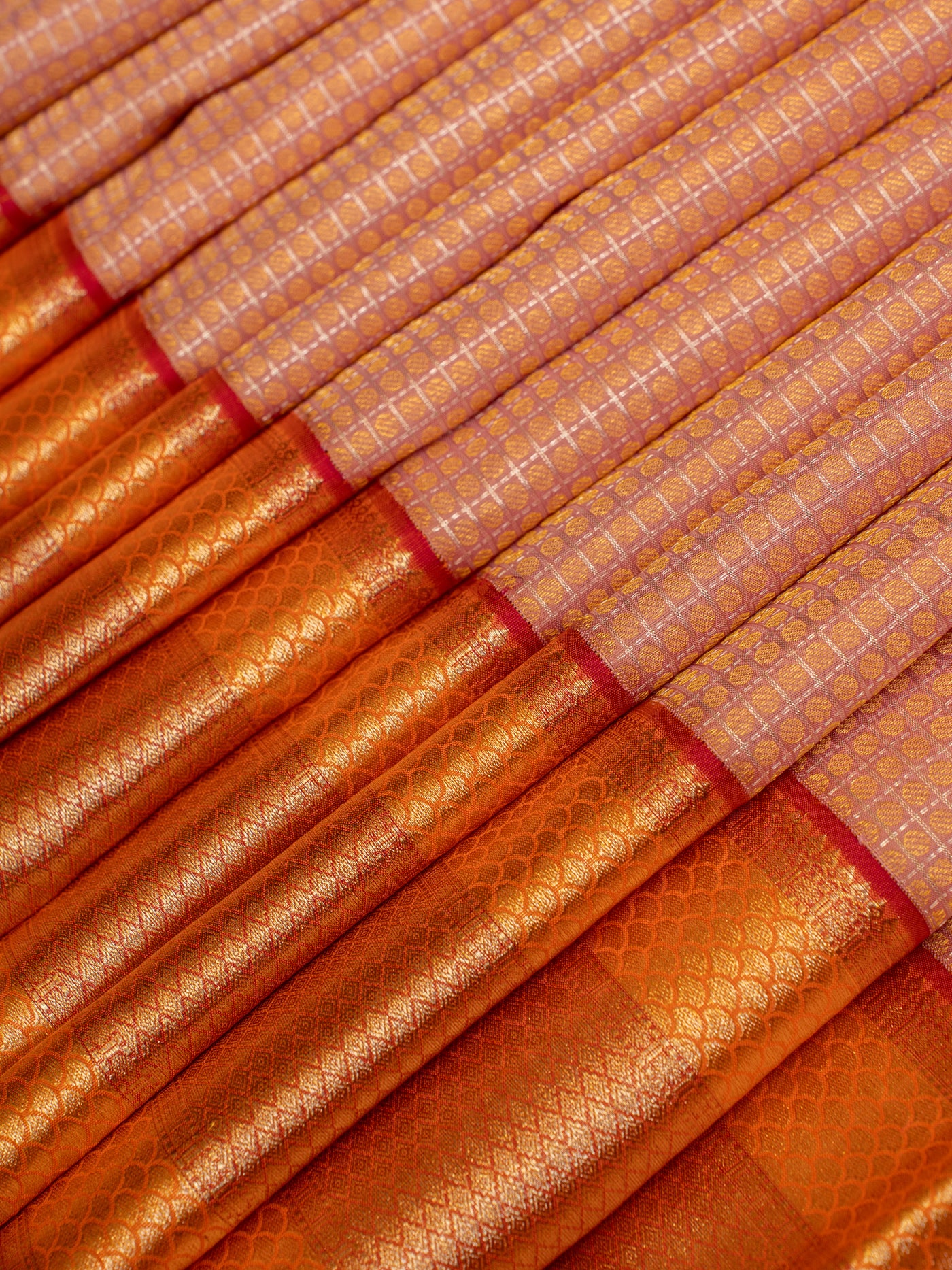 Peach zari brocade pure Kanchipuram silk saree