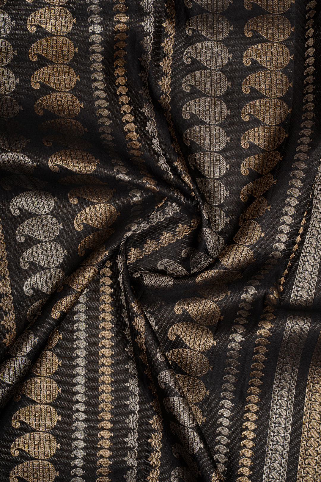 Black Stripes Pure Kanchipuram Silk Saree