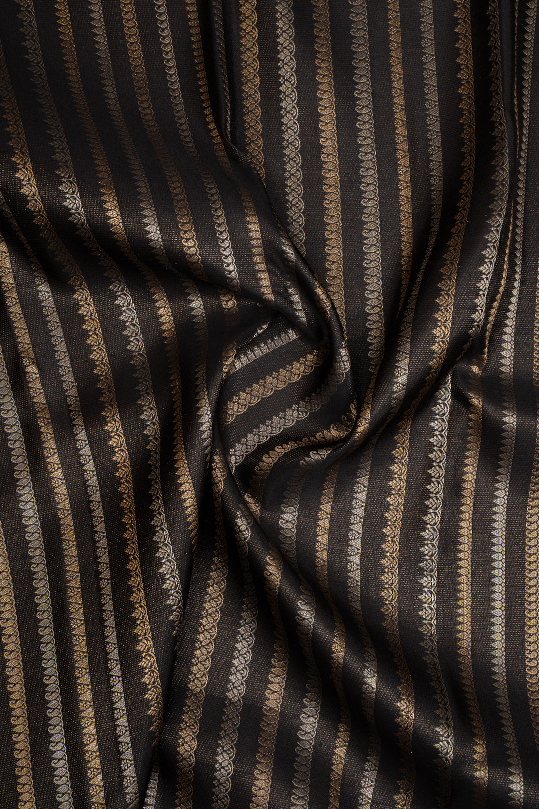 Black Stripes Pure Kanchipuram Silk Saree