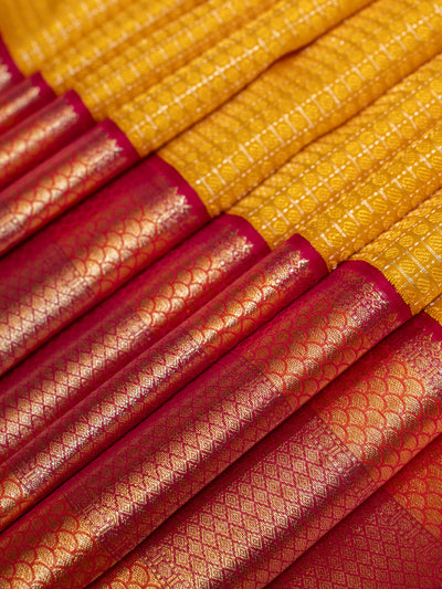 Yellow zari brocade pure Kanchipuram silk saree