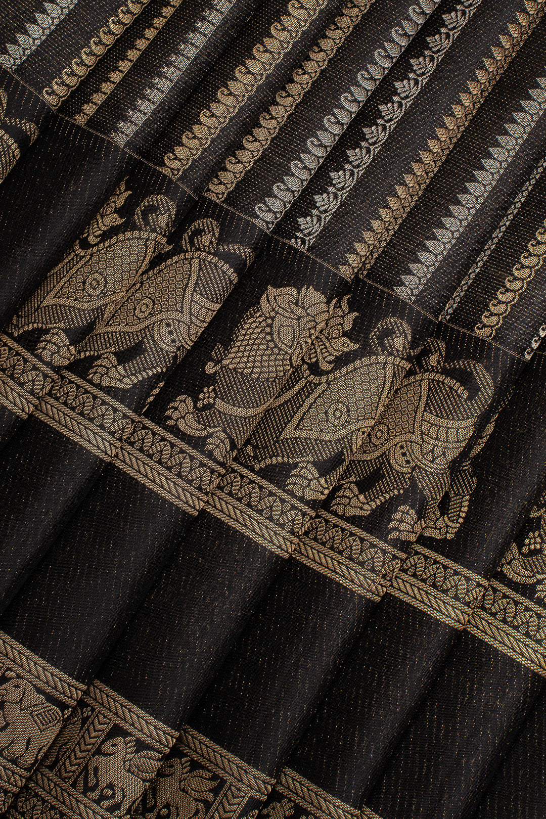 Black Stripes Pure Kanchipuram Silk Saree