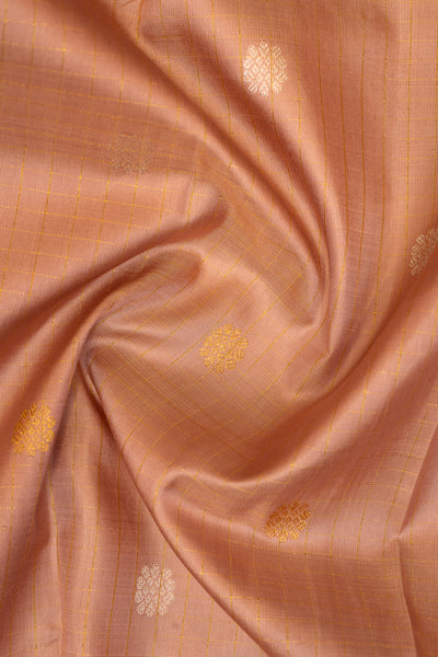 Rose Gold Pastel Zari Checks Pure Kanchipuram Silk Saree - Clio Silks